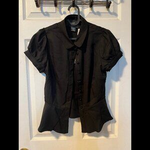 Collectif Mary Grace Plain Blouse Black Small NWT